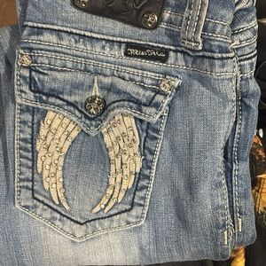 Miss Me Blue Jeans with Wing Design